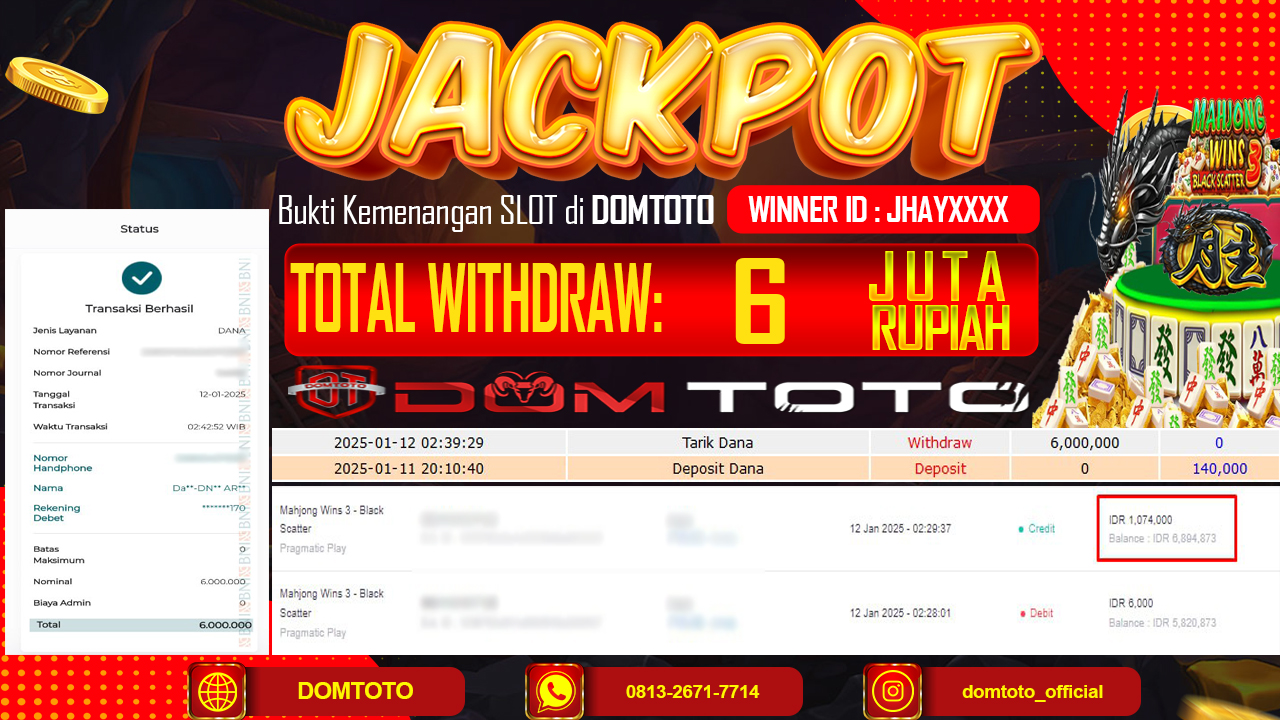 JACKPOT SLOT MAHJONG WINS 3  12 JANUARI 2025